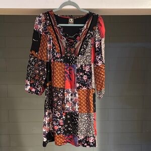 Anthropologie‎ Arcata Patchwork Beaded Boho Dress by One September